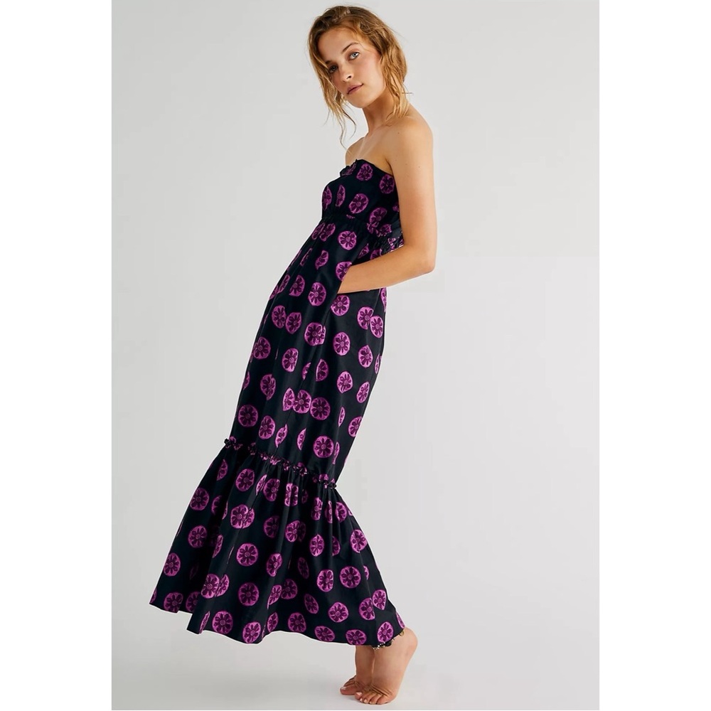 Free People Leanna Tube Dress NWT SZ L (black and purple) - Picture 2 of 12